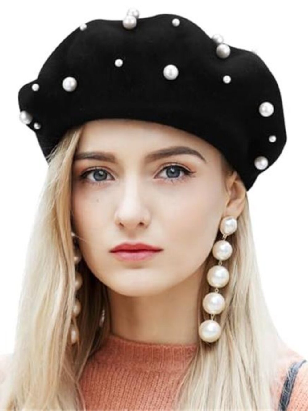 Women's Classic Pearl Wool French Beret Hat